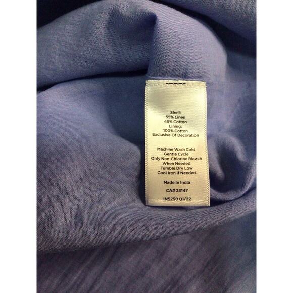 Talbots Embroidered Floral Linen Shift Dress Women 8 Blue Boho Retro Cottagecore - Picture 6 of 10